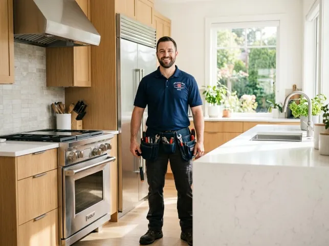 Appliance Repair Hero technician in a Blowing Rock, NC kitchen after an appliance repair